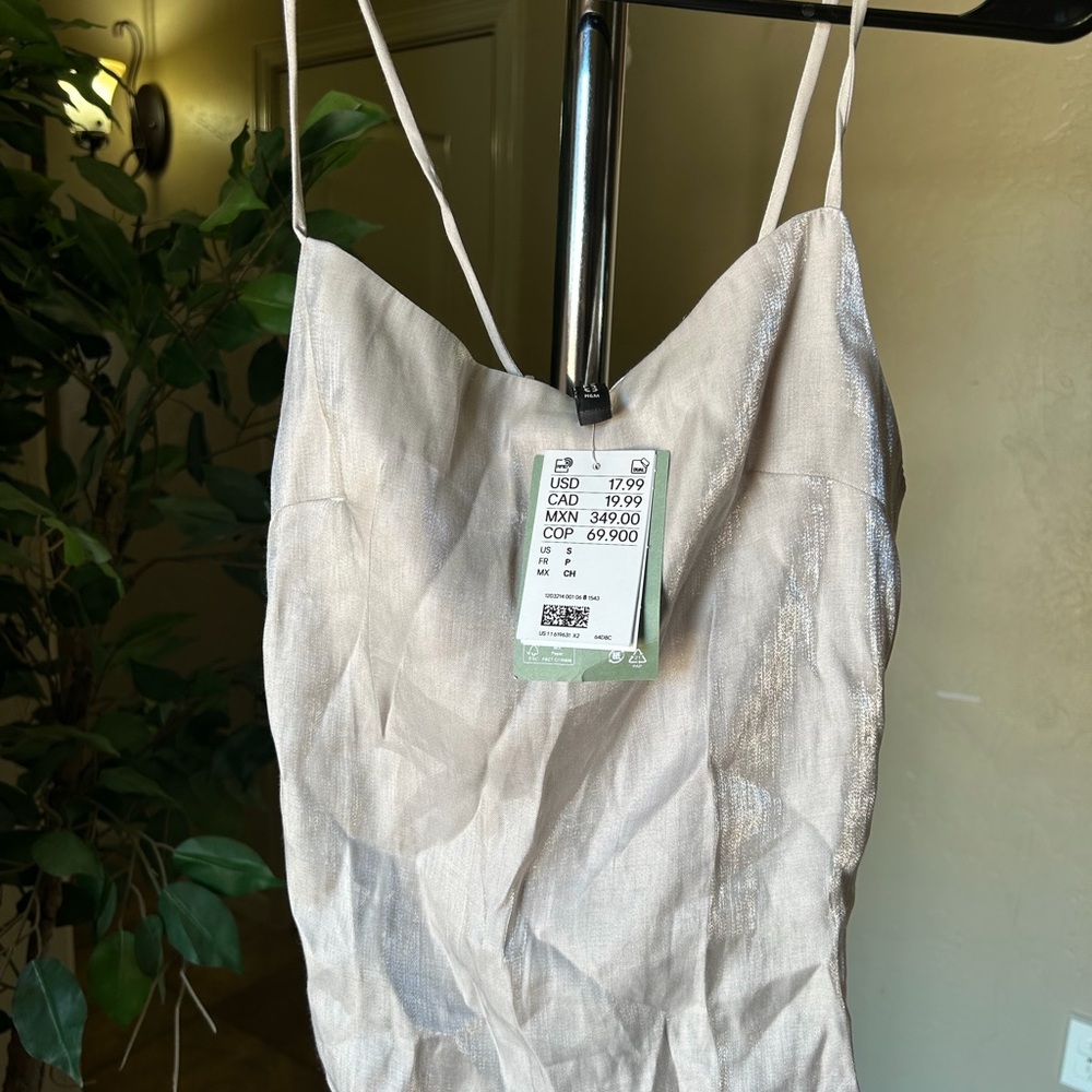 H&M Silver Spaghetti Strap Blouse